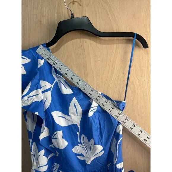 J.Crew Blue & White Floral One-Shoulder Dress Size 2 - Picture 9 of 15
